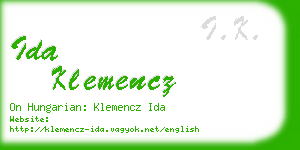 ida klemencz business card